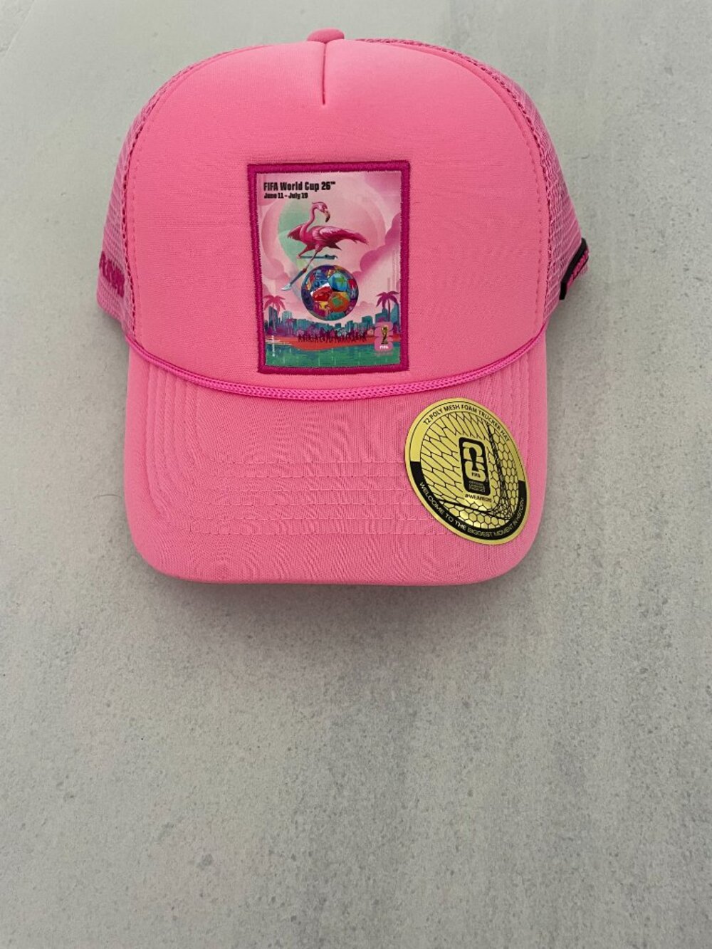 FIFA World Cup 26 Official Miami Flamingo Trucker Hat One Size Pink